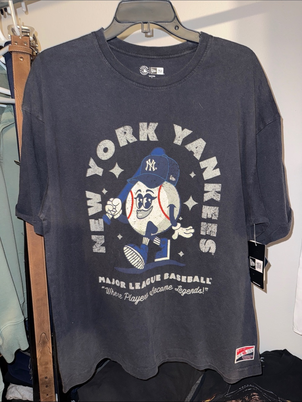 New Era Black New York Yankees Mascot Graphic Tee with Blue Accents